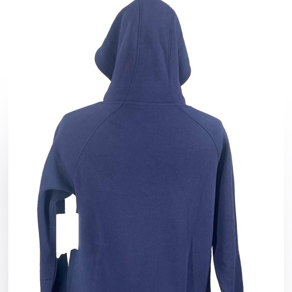 Askya Hoodie Sweatshirt Dress Navy Blue Long Sleeve Sz S Cotton Blend Pockets - Picture 3 of 10